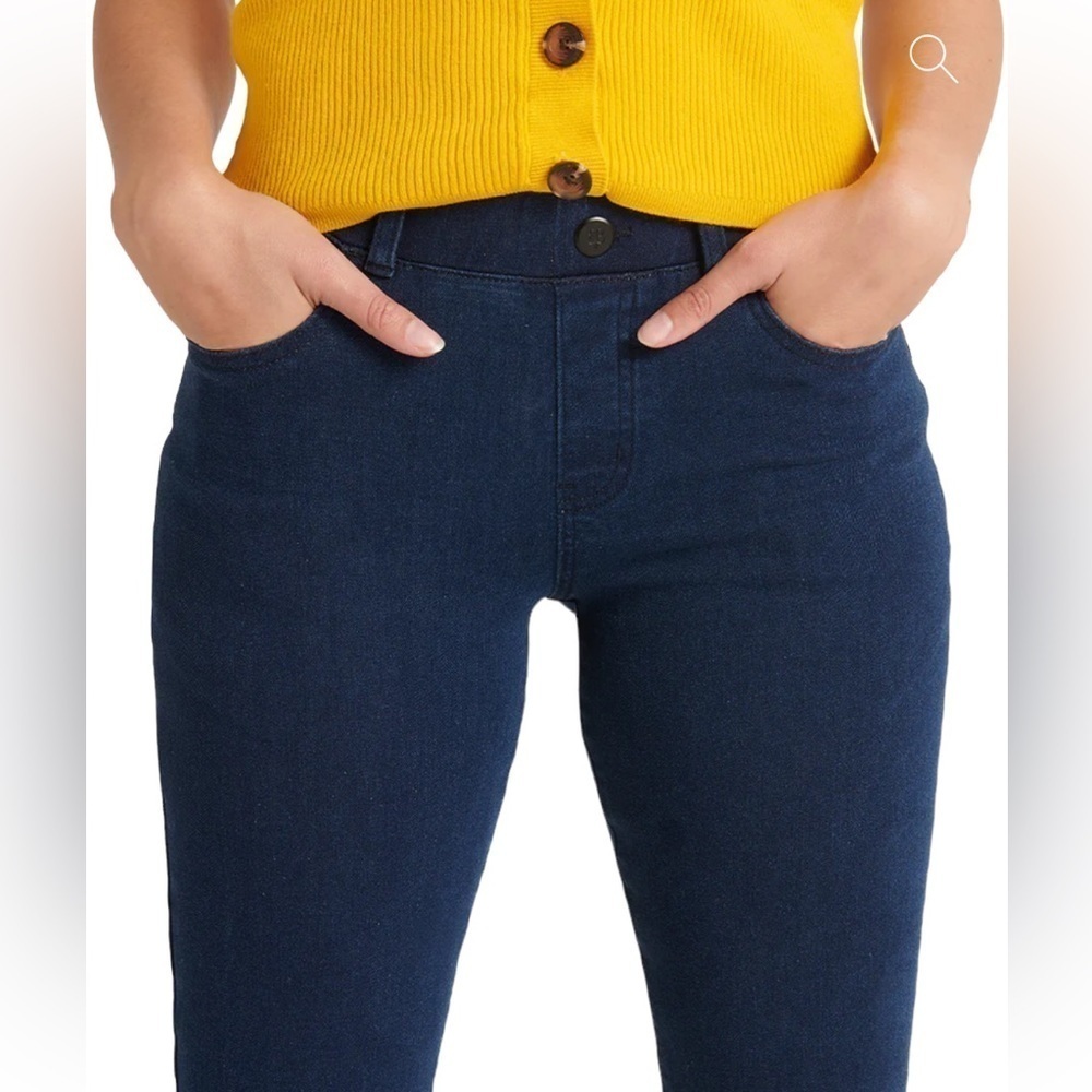 Betabrand Straight Leg Yoga Denim Jean Size M Pull On‎ Stretch Dark Wash - Picture 2 of 11